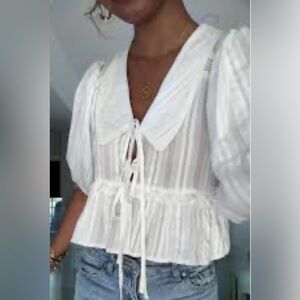 Shear White Puff Sleeve Blouse